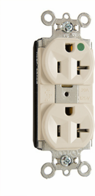 PlugTail Heavy Duty 20A 125V Hospital-Grade Duplex Receptacle, Light Almond, 1.5 Inch Width, 3.281 Inch Height