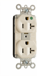 PlugTail Heavy Duty 20A 125V Hospital-Grade Duplex Receptacle, Light Almond, 1.5 Inch Width, 3.281 Inch Height