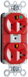 PlugTail® 20A 125V Heavy Duty Hospital-Grade Duplex Receptacle, Red, 3.281 Inch Height, 1.5 Inch Width, 0.625 Inch Depth
