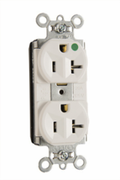 PlugTail 20A 125V Heavy-Duty Hospital-Grade Duplex Receptacle, 0.625 Inch Depth, 1.5 Inch Width, Matte Finish