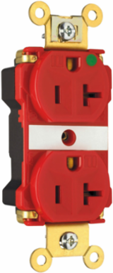 PlugTail® 20A 125V Extra Heavy Duty Hospital-Grade Duplex Receptacle, Red, 2.75 Inch Height, 1.625 Inch Width