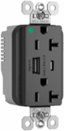 PlugTail® 20A 125V Hospital-Grade USB Outlet, Black, 2.677 Inch Height