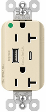 PlugTail® 20A Hospital-Grade USB Outlet, Light Almond, 2.68 x 1.69 x 1.45 Inch