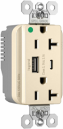 PlugTail® 20A Hospital-Grade USB Outlet, Light Almond, 2.68 x 1.69 x 1.45 Inch