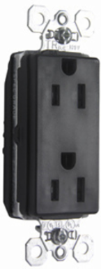 PlugTail® 15A 125V Tamper-Resistant Duplex Receptacle, Black, 2.75 Inch Height