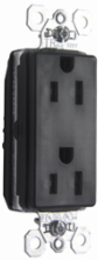 PlugTail® 15A 125V Tamper-Resistant Duplex Receptacle, Black, 2.75 Inch Height
