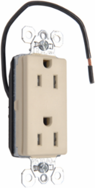 15A 125V Tamper-Resistant Duplex Receptacle, Ivory, 1.5 Inch Width, 2.75 Inch Height