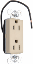 15A 125V Tamper-Resistant Duplex Receptacle, Ivory, 1.5 Inch Width, 2.75 Inch Height
