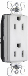 PlugTail® 15A 125V Tamper-Resistant Decorator Duplex Receptacle, White 1.5 Inch Width, 2.75 Inch Height