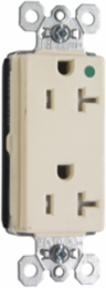PlugTail® 20A 125V Hospital-Grade Ivory Decorator Duplex Receptacle, 0.875 Inch Depth, 1.5 Inch Width, 2.75 Inch Height