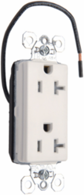 PlugTail® 20A Tamper-Resistant Decorator Receptacle, White, 2.6 Inch Height, 1.5 Inch Width