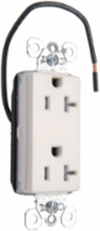PlugTail® 20A Tamper-Resistant Decorator Receptacle, White, 2.6 Inch Height, 1.5 Inch Width