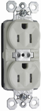 PlugTail 15A 125V Tamper-Resistant Duplex Receptacle, Light Almond, 0.625 Inch Depth, 1.5 Inch Width, 2.75 Inch Height