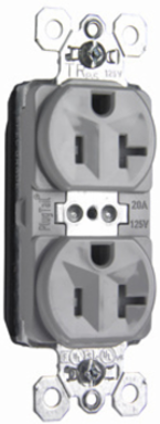 Plugin 20A 125V Tamper-Resistant Duplex Receptacle, Gray, 2.75 Inch Height