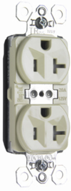PlugTail® 20A 125V Tamper-Resistant Duplex Receptacle, Ivory, 0.625 Inch Depth, 2.75 Inch Height, 1.5 Inch Width