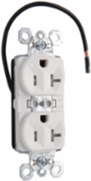 PlugTail 20A Tamper-Resistant Receptacle, 125V, White, 2.75 Inch Height