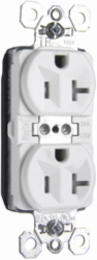 PlugTail® 20A 125V Tamper-Resistant Duplex Receptacle, White, 2.75 Inch Height, 1.5 Inch Width