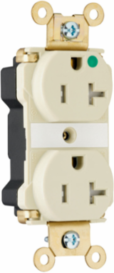 PlugTail® 20A 125V Hospital-Grade Tamper-Resistant Duplex Receptacle, Ivory, 3.281 Inch Height