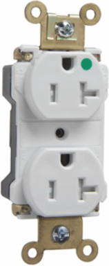PlugTail® 20A 125V Hospital-Grade Tamper-Resistant Duplex Receptacle, White, 1.625 Inch Width