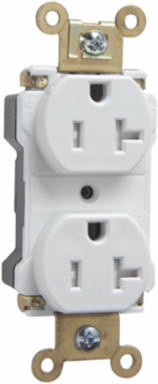PlugTail Industrial Tamper-Resistant Receptacles, 20A, 125V, White, 1.625 Inch Width