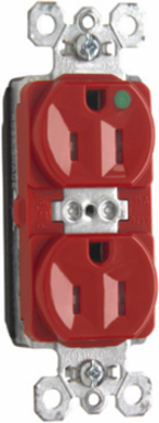 PlugTail® Tamper-Resistant Hospital Grade Receptacle, 15A, 125V, Red, 1.5 Inch Width