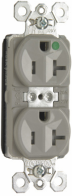 PlugTail 20A 125V Hospital-Grade Duplex Receptacle, Gray, 3.281 Inch Height