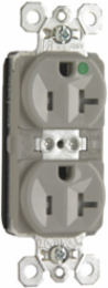 PlugTail 20A 125V Hospital-Grade Duplex Receptacle, Gray, 3.281 Inch Height
