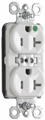 PlugTail 20A 125V Hospital-Grade Tamper-Resistant Duplex Receptacle, 3.281 Inch Height, White