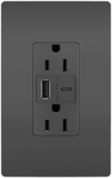 radiant® 3.1A USB Outlet, Type A/C, 15A, Tamper-Resistant, Black
