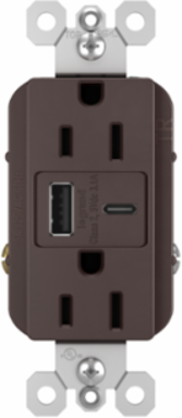 radiant® 3.1A USB Outlet, Type A/C, 15A, Tamper-Resistant, Dark Bronze