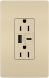 radiant® 3.1A USB Outlet, Type A/C, 15A, Tamper-Resistant, Ivory