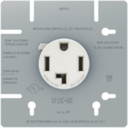 30 Amp 125/250 Volt White Receptacle, UL Listed
