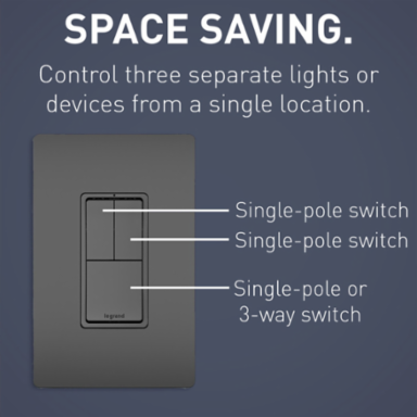 radiant® Two Single-Pole Switches and Single Pole/3-Way Switch, Black