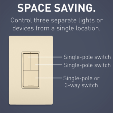 radiant® Two Single-Pole Switches and Single Pole/3-Way Switch, Light Almond