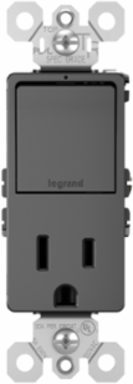 radiant® Single Pole/3-Way Switch with 15A Tamper-Resistant Outlet, Black