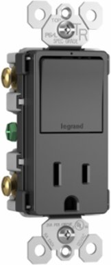 radiant® Single Pole/3-Way Switch with 15A Tamper-Resistant Outlet, Black