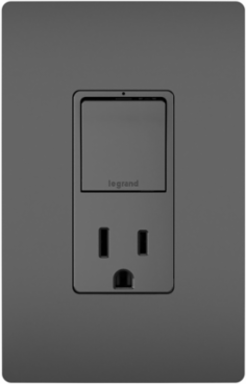 radiant® Single Pole/3-Way Switch with 15A Tamper-Resistant Outlet, Black