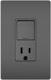 radiant® Single Pole/3-Way Switch with 15A Tamper-Resistant Outlet, Black