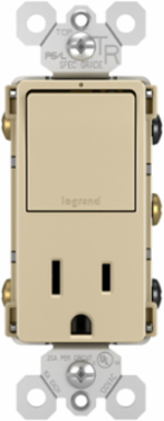 radiant® Single Pole/3-Way Switch with 15A Tamper-Resistant Outlet, Ivory