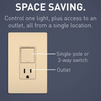 radiant® Single Pole/3-Way Switch with 15A Tamper-Resistant Outlet, Ivory