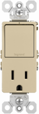 radiant® Single Pole/3-Way Switch with 15A Tamper-Resistant Outlet, Ivory