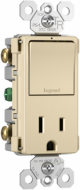 radiant® Single Pole/3-Way Switch with 15A Tamper-Resistant Outlet, Ivory