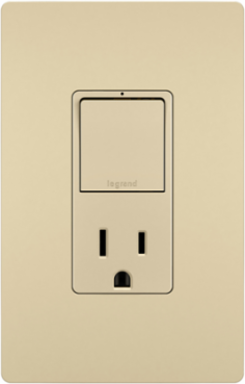 radiant® Single Pole/3-Way Switch with 15A Tamper-Resistant Outlet, Ivory