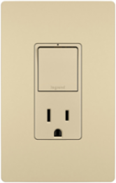 radiant® Single Pole/3-Way Switch with 15A Tamper-Resistant Outlet, Ivory