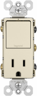 radiant® Single Pole/3-Way Switch with 15A Tamper-Resistant Outlet, Light Almond