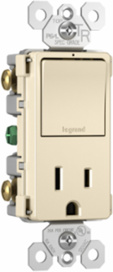 radiant® Single Pole/3-Way Switch with 15A Tamper-Resistant Outlet, Light Almond