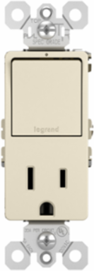 radiant® Single Pole/3-Way Switch with 15A Tamper-Resistant Outlet, Light Almond