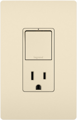 radiant® Single Pole/3-Way Switch with 15A Tamper-Resistant Outlet, Light Almond