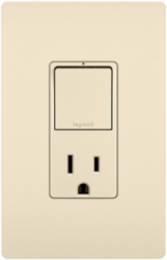 radiant® Single Pole/3-Way Switch with 15A Tamper-Resistant Outlet, Light Almond