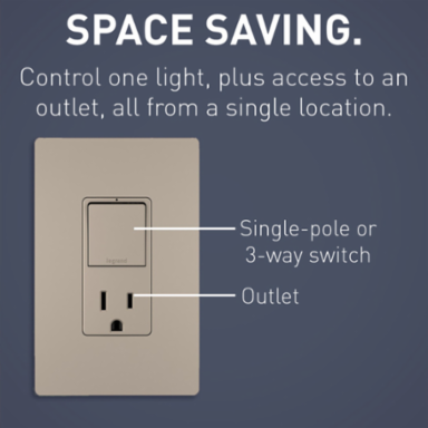 radiant® Single Pole/3-Way Switch with 15A Tamper-Resistant Outlet, Nickel
